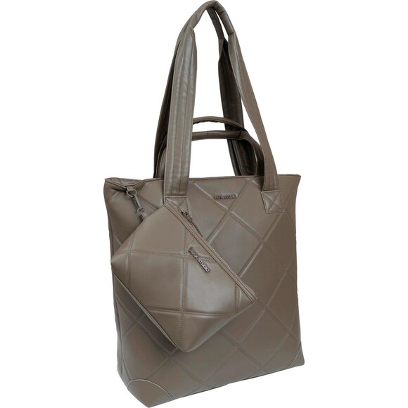 NWT Max Studio Vegan Leather Diamond Quilted Double Handle Workbook Shopper Tote - Picture 2 of 9